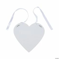 White Heart Sign with Ribbon